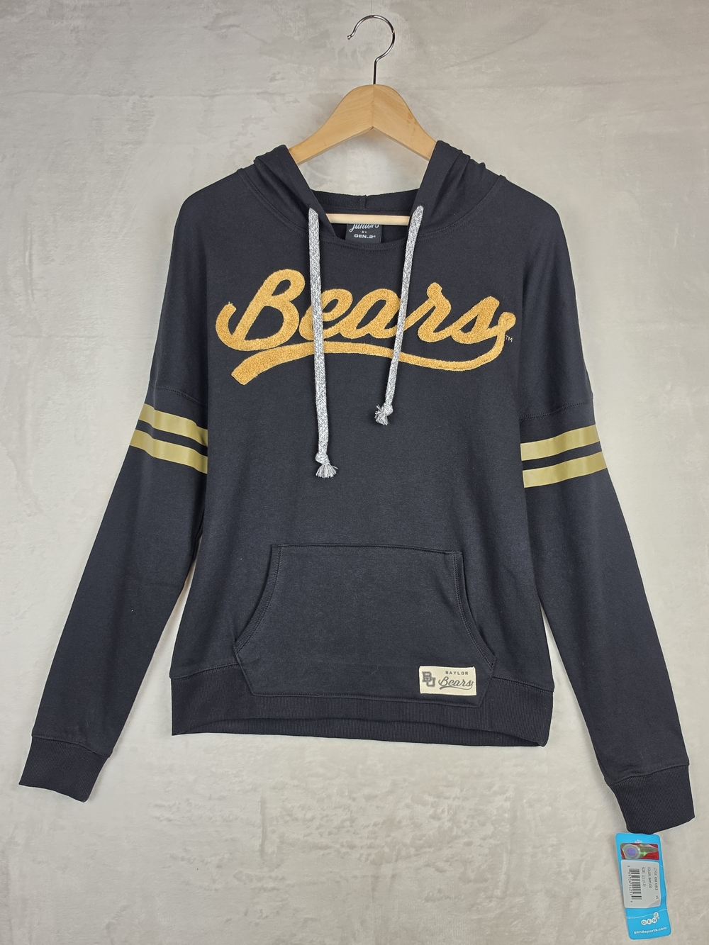 Gen.2 Baylor Bears Juniors Large Hoodie Black Gold Bears Script NWT NCAA